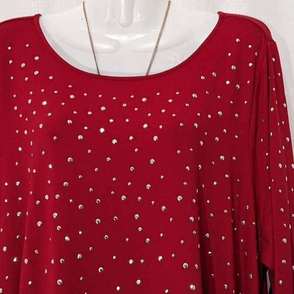 Cupio Women's Shimmery  Red Top Blouse Size 1X NWT - Picture 2 of 9